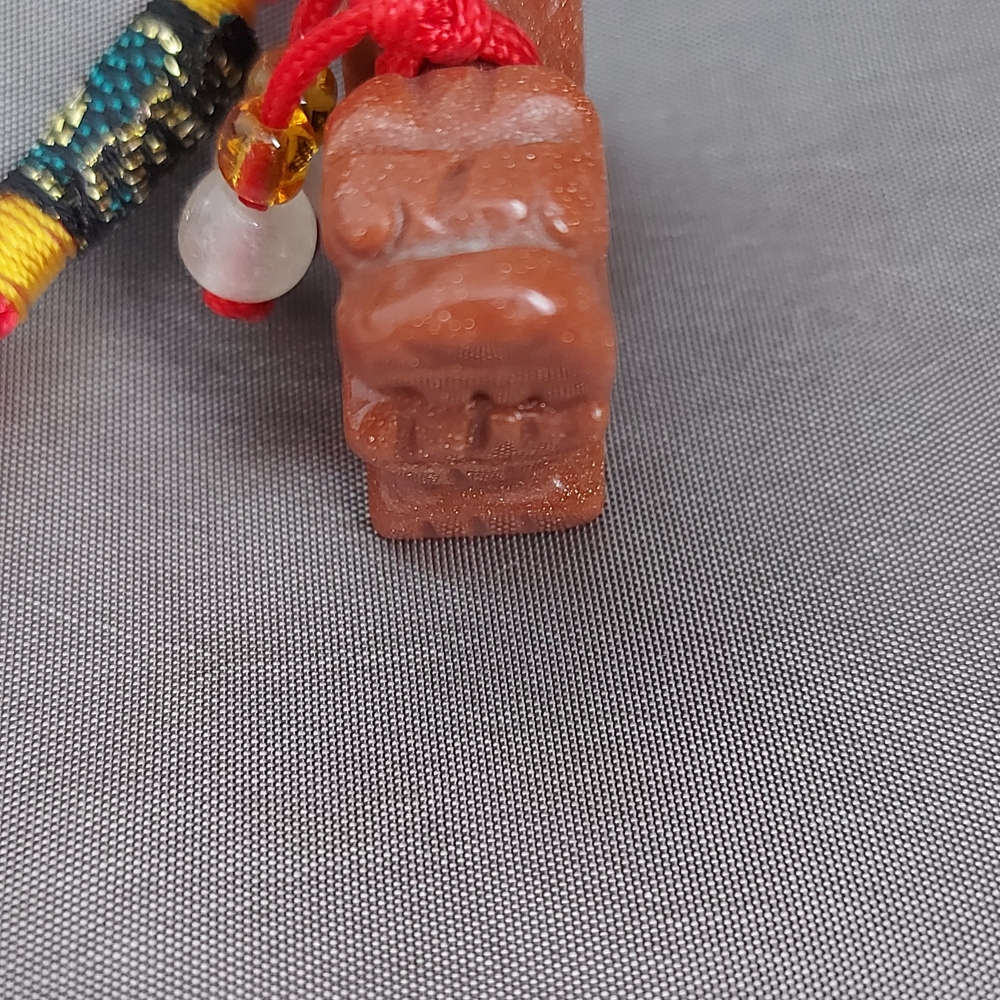Sunstone Gemstone Chinese Purse Phone Charm Dragon - Picture 2 of 8